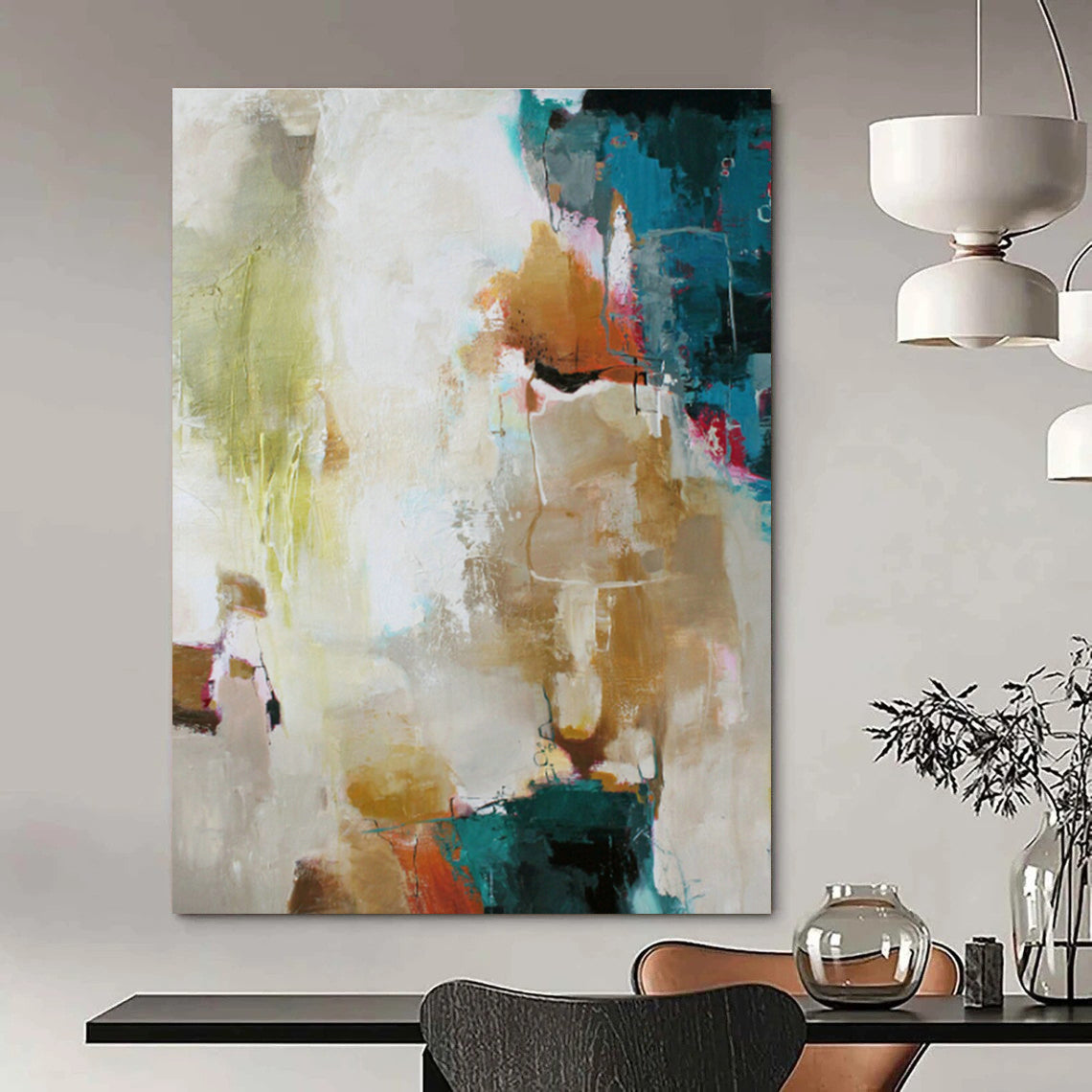 Colorful Abstract Block Art for Bohemian Café & Creative Studio DLZ1026