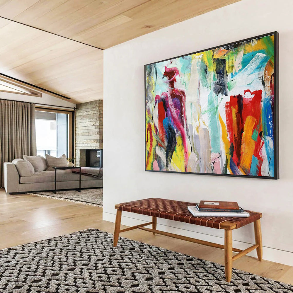 Colorful Figure Abstract Art for Bohemian - Chic Café Community Spaces DLZ2685