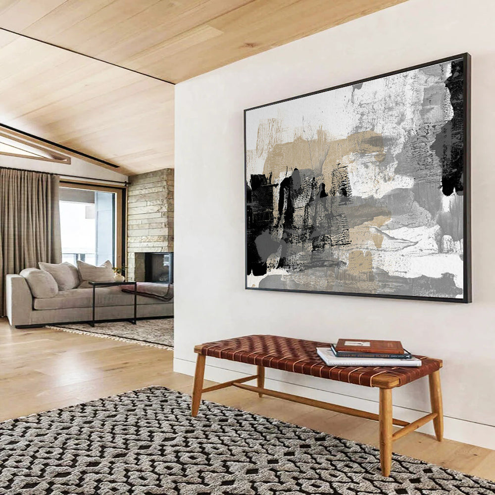 Grey - Gold Abstract Art for Luxe Living Room Accent Wall DLZ2832