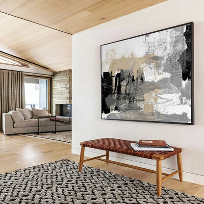 Grey - Gold Abstract Art for Luxe Living Room Accent Wall DLZ2832