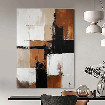 Brown and Black Geometric Abstract for Rustic - Modern Home & Art Gallery Foyer STSC415