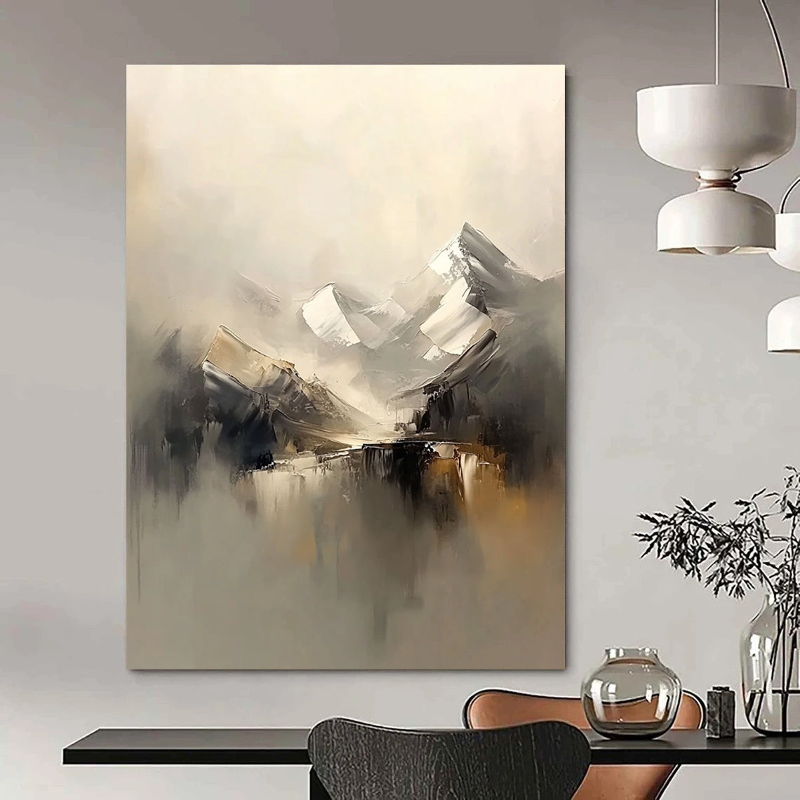 Monochromatic Mountain Art for Living Room & Gallery STSC699