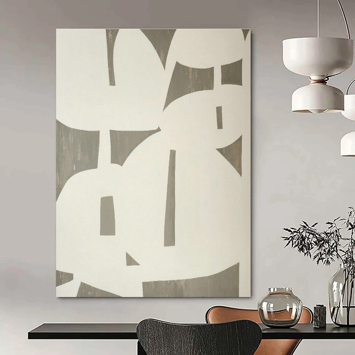 Gray - White Geometric Art for Minimalist Gallery & Industrial - Style Office DLZ1888