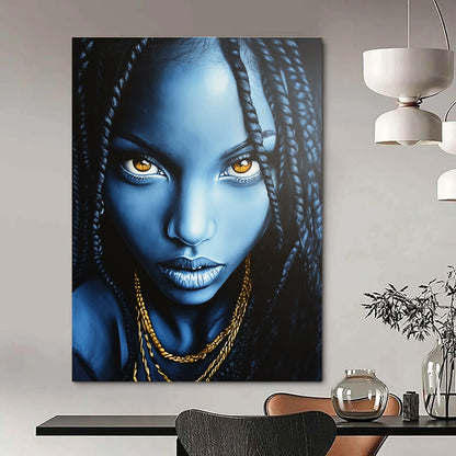 Blue - Toned Portrait with Braids for Cultural Art Space & Ethnic - Inspired Boutique STSC1273