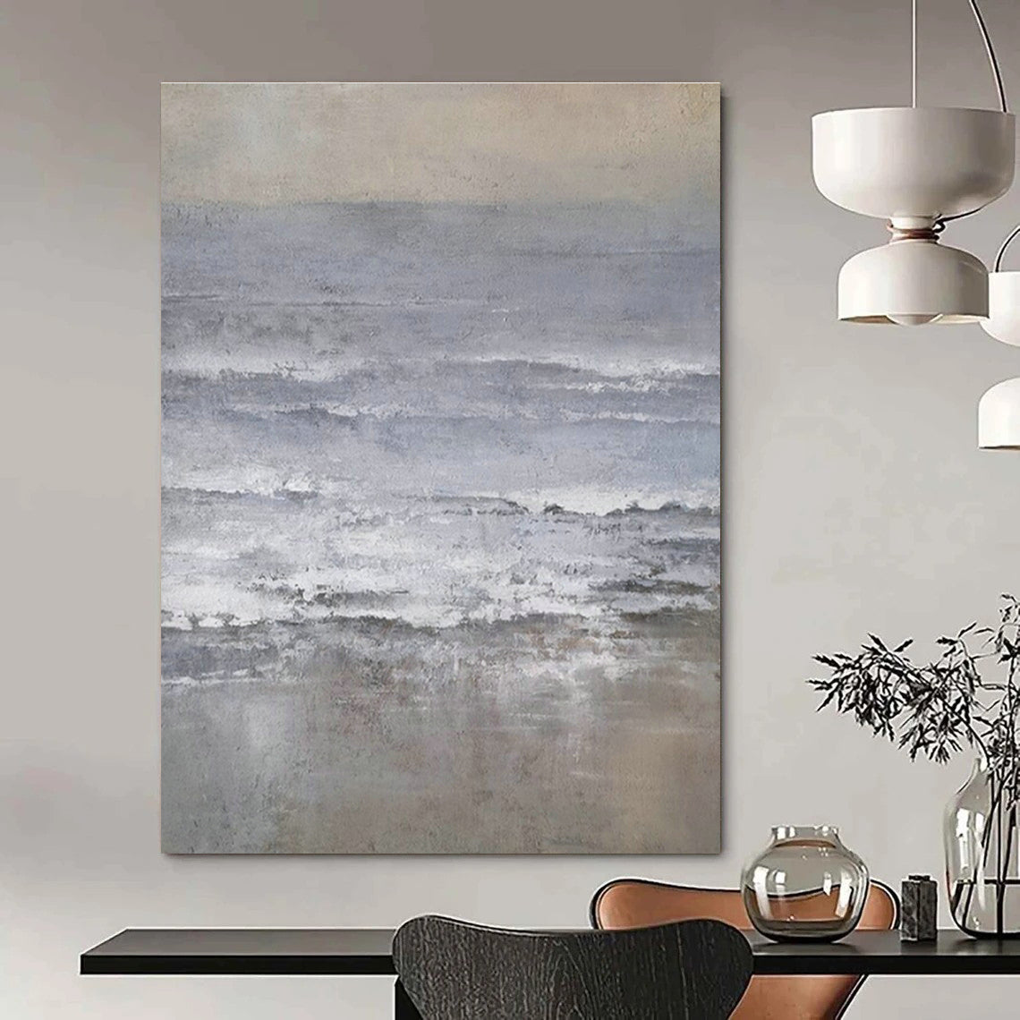 Gray - White Abstract Sea Art for Nautical Home Office & Art - Focused Café DLZ2069