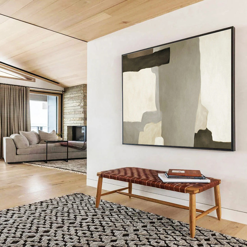 Gray - Brown Geometric Abstract for Minimalist Living Room DLZ2991
