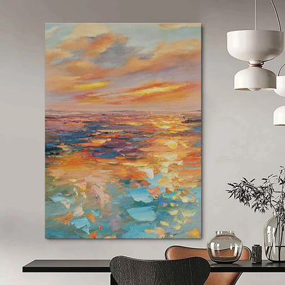 Seaside Sunset Oil Painting for Living Room & Cottages DLZ0340