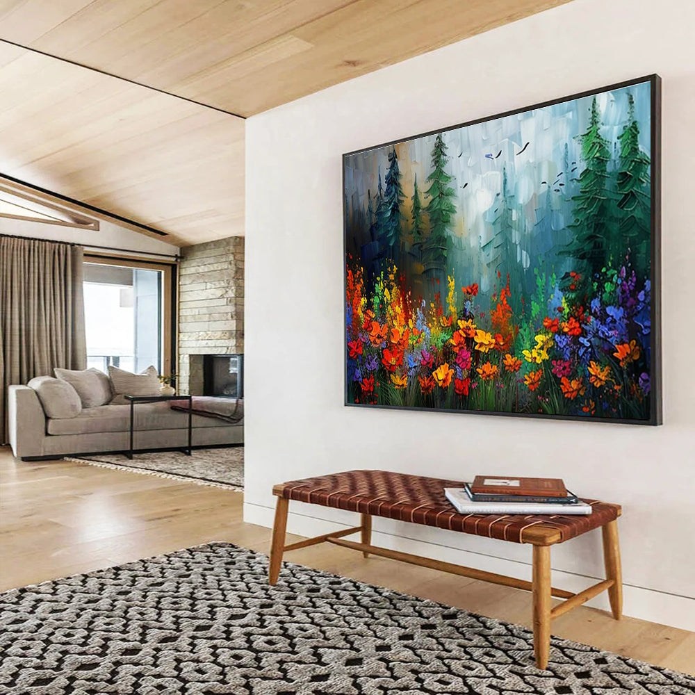 Colorful Forest Flower Field Art for Bohemian - Style Garden House Porches DLZ3223