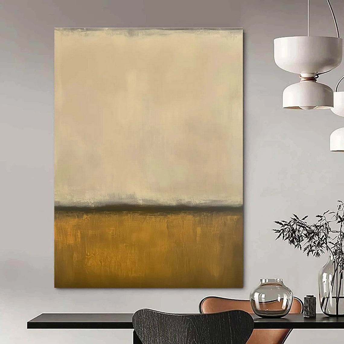 Beige - Gold Minimalist Abstract Art for Bedroom & Neutral - Toned Lounge DLZ1245