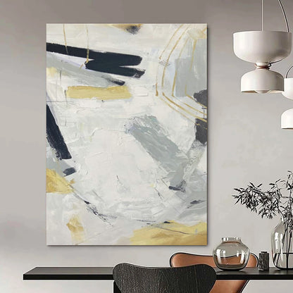 Elegant Gray - White - Gold Abstract Art for Luxury Bedroom & High - End Restaurant DLZ2287