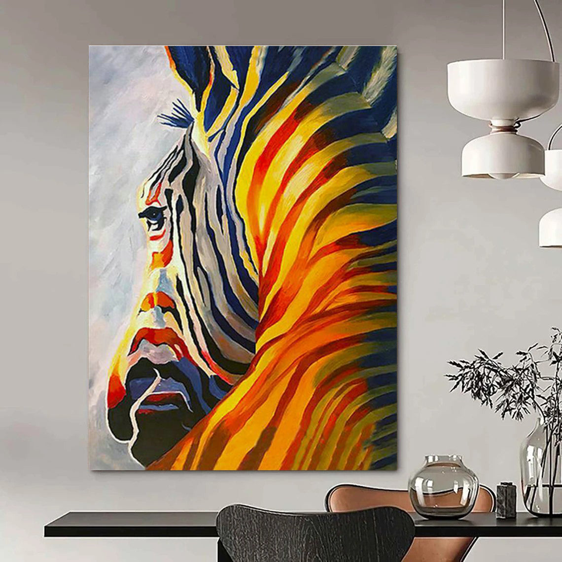 Colorful Zebra Portrait Art for Vibrant Kids' Room & Art - Eclectic Home DLZ2128
