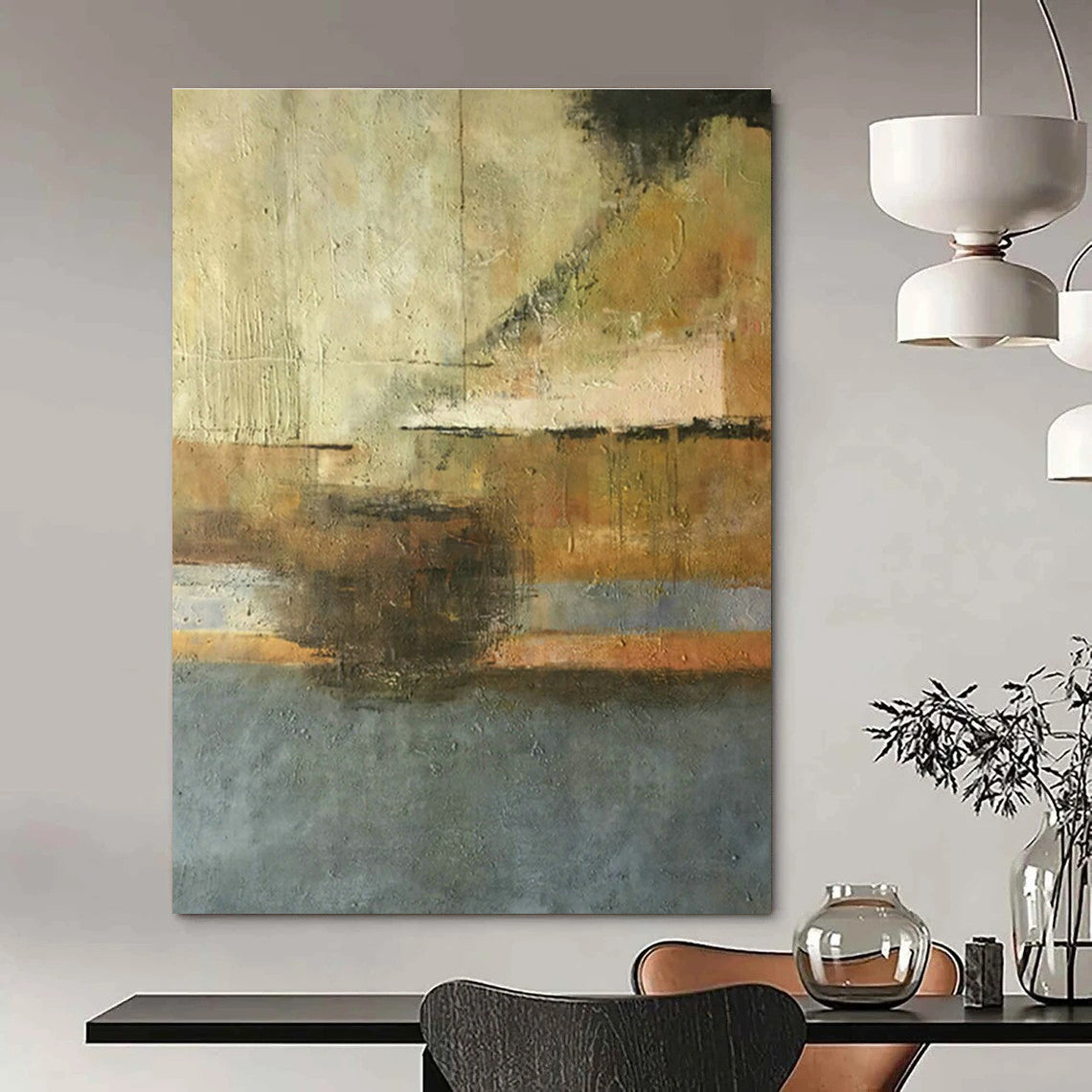 Grey - Brown Abstract Art for Living Room & Study DLZ0462