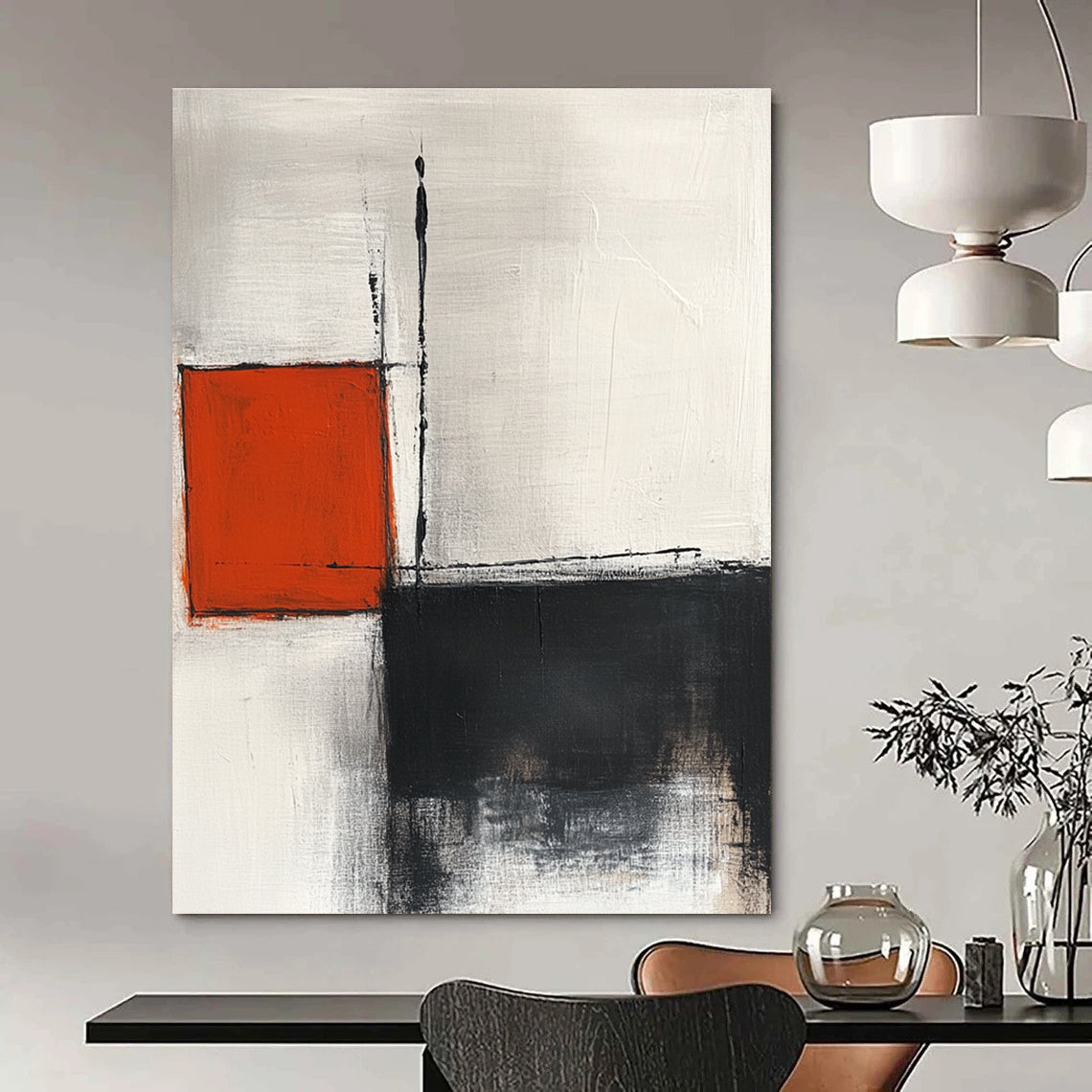 Red and Black Geometric Abstract for Industrial Loft & Contemporary Studio STSC772