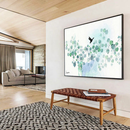 Bird & Leaves Watercolor Art for Tranquil Bedroom DLZ2923
