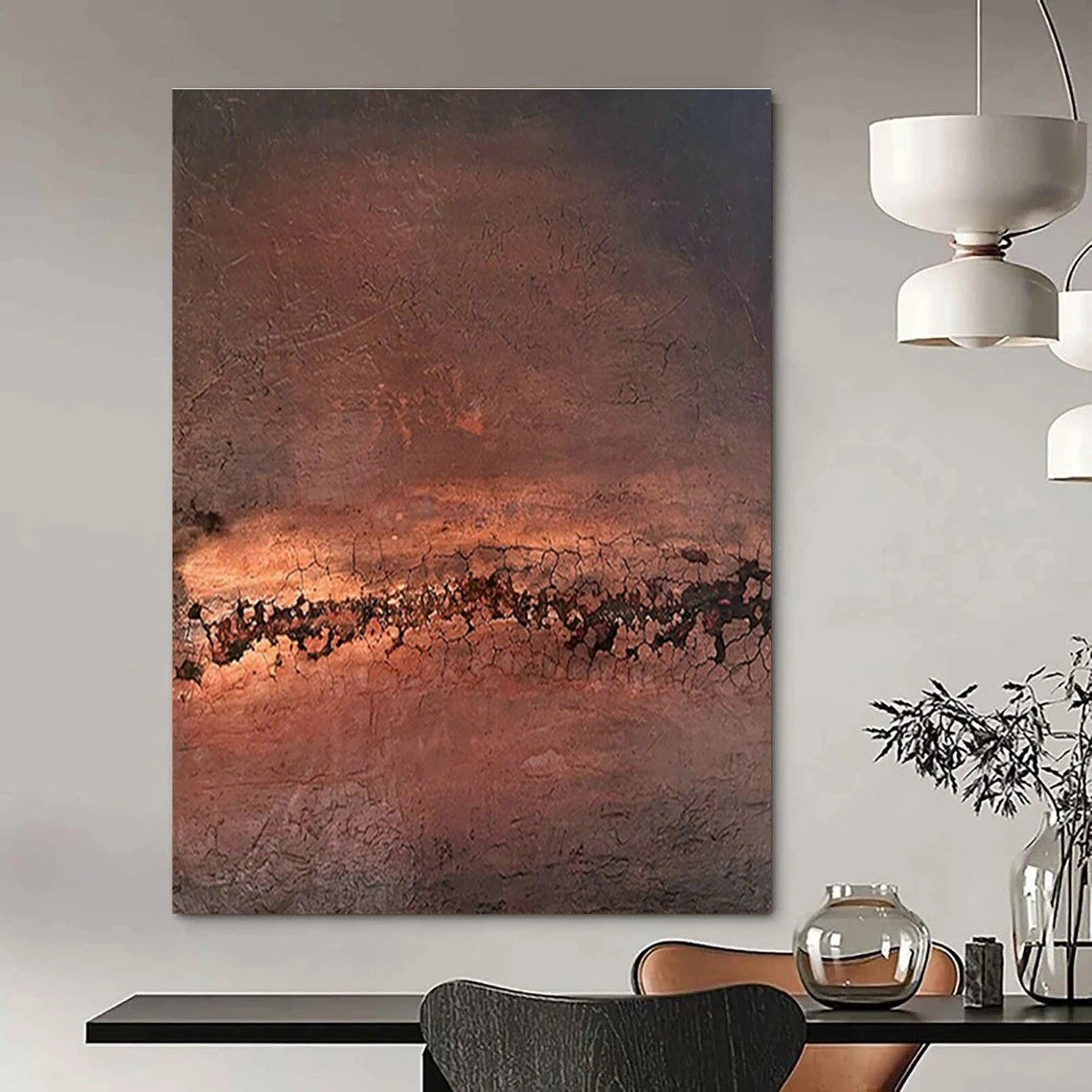 Brown Cracked Abstract Art for Rustic Wine Cellar & Industrial Art Space DLZ1850