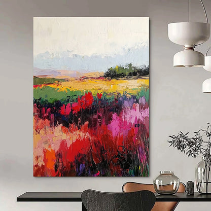 Vibrant Floral Field Landscape Art for Creative Studio & Garden - Themed Café STSC113
