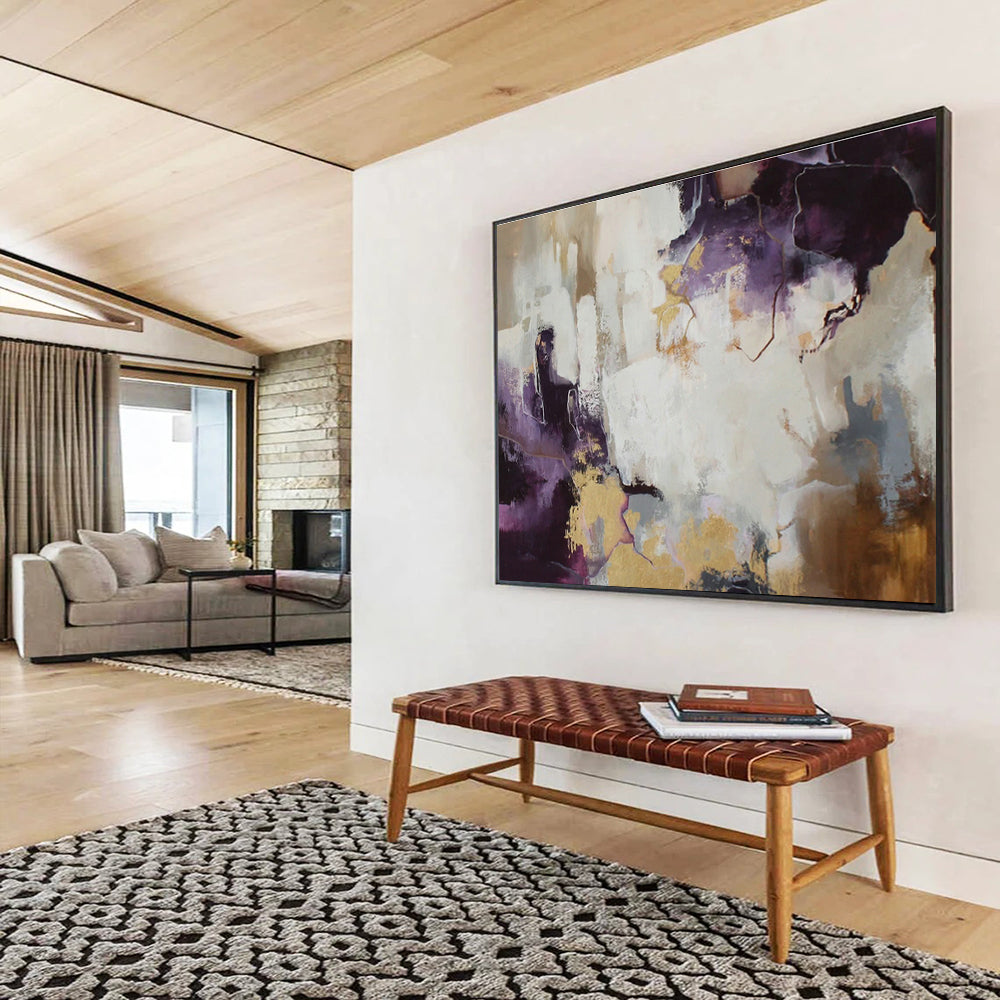 Purple - Gold Abstract Art for Glamorous Bedroom DLZ2892