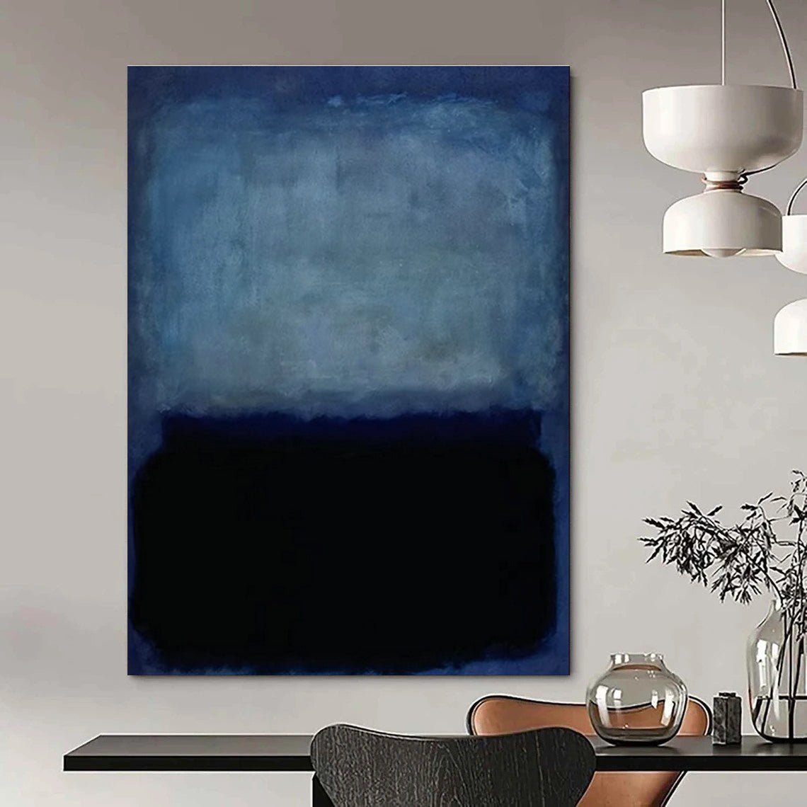 Blue - Black Minimalist Art for Nautical - Themed Restaurant & Contemporary Bedroom DLZ2317
