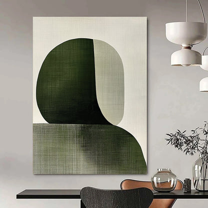 Green and Beige Abstract Shapes Art for Nature - Inspired Yoga Studio & Modern Home Library STSC1339