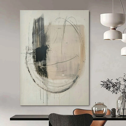 Black - White Line Abstract Art for Minimalist Office & Art Gallery Lounge DLZ1829