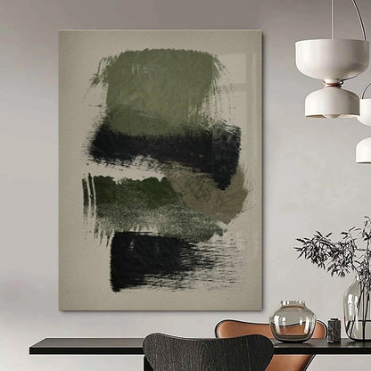 Green & Black Textured Abstract Art for Minimalist Study & Industrial - Chic Loft DLZ1365