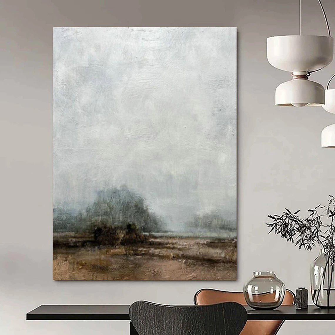 Misty Field Landscape Art for Rustic Countryside Inn & Nature - Inspired Reading Nook DLZ2210