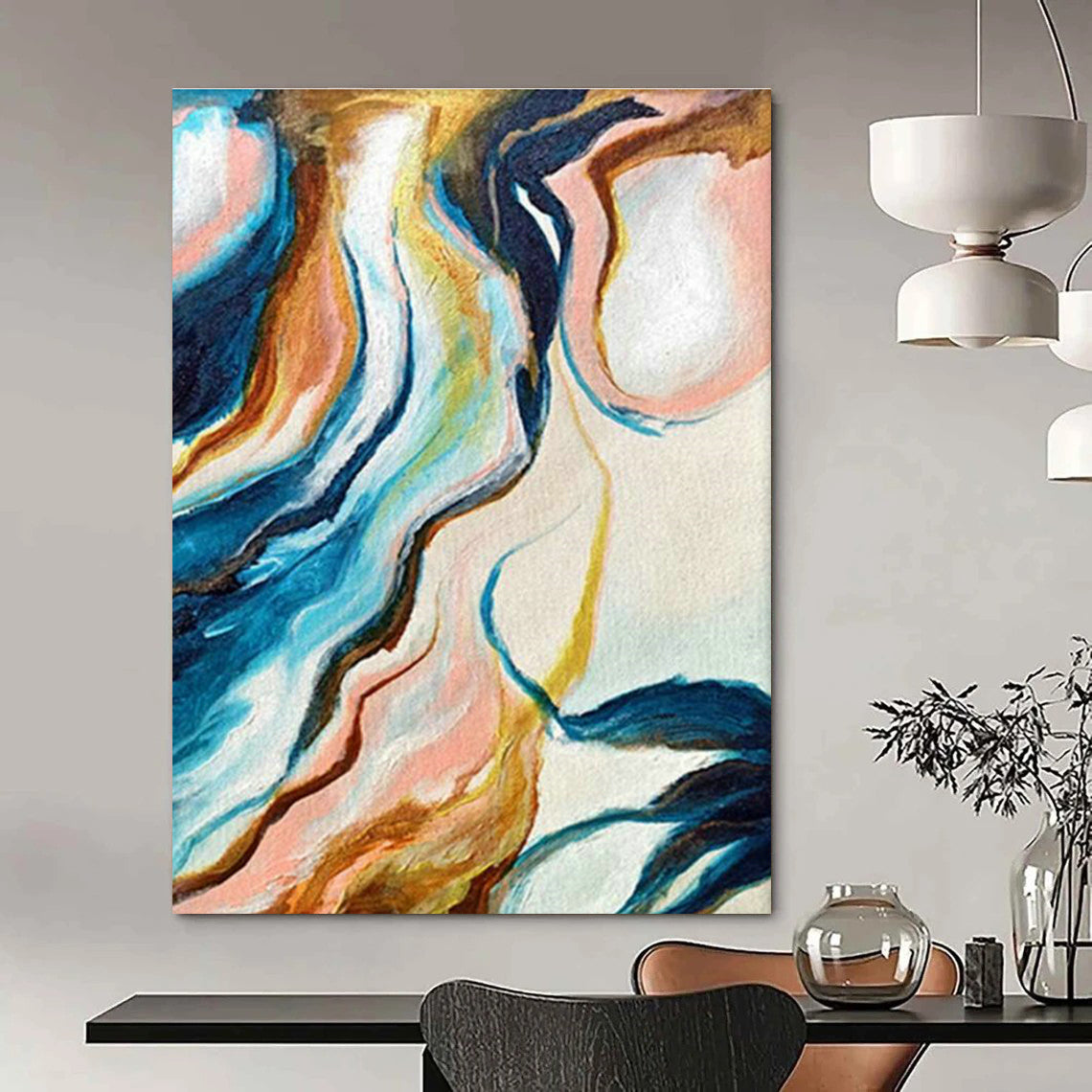 Fluid Abstract Art for Modern Home Bathroom Walls DLZ0032