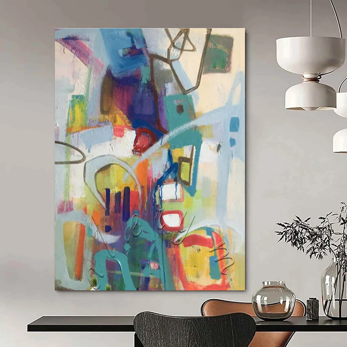 Colorful Geometric Abstract Art for Art School Classroom & Trendy Coworking Space DLZ1774