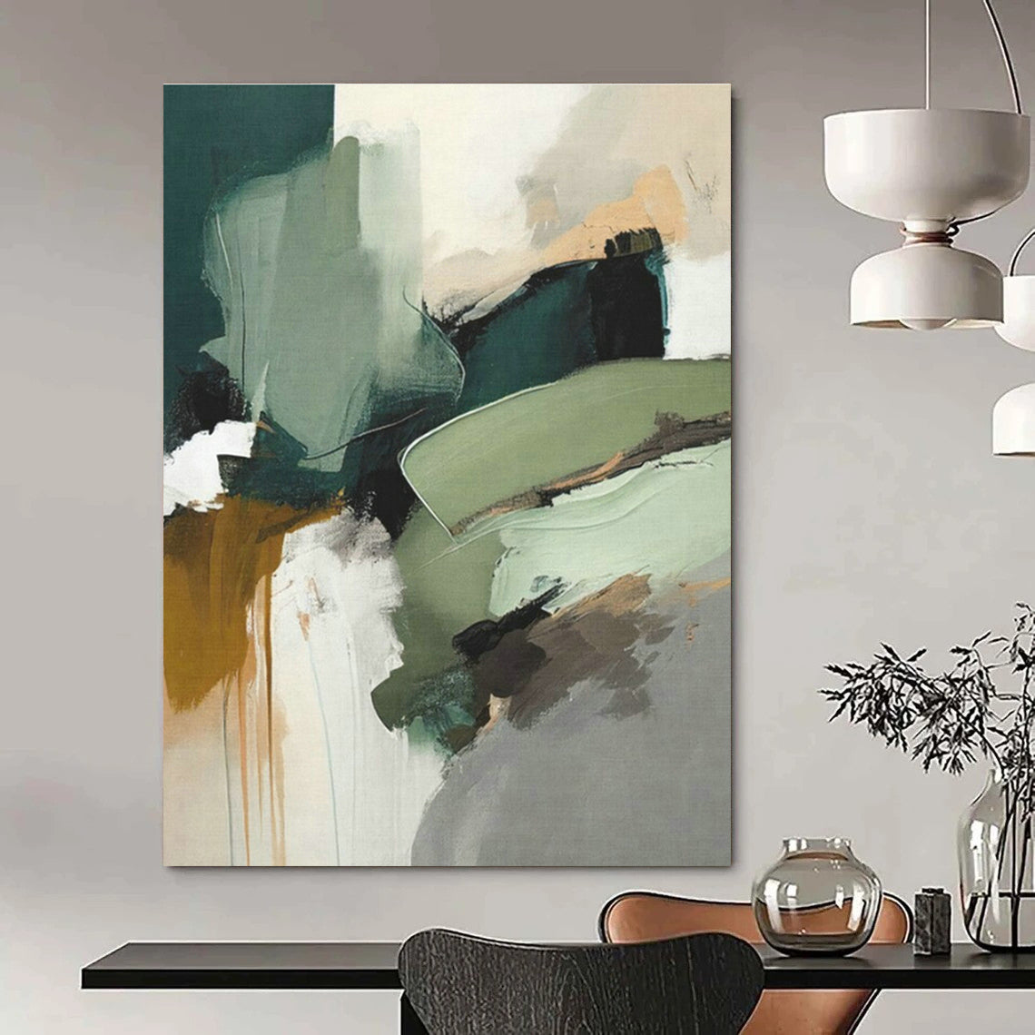 Green - Toned Abstract Art for Eco - Friendly Café & Nature - Lover's Home Bedroom DLZ1616