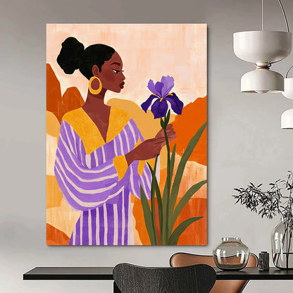 Woman with Purple Flower for Boho - Chic Living Room & Feminine Art Space STSC535