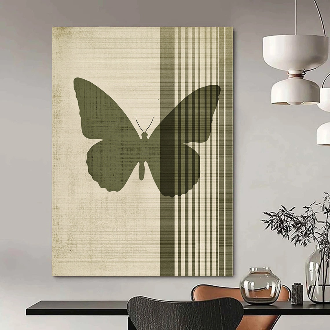 Green Butterfly Silhouette for Bohemian - style Garden Room & Nature - loving Home Entryway STSC1009