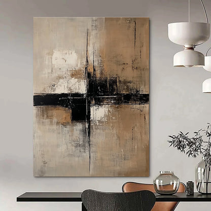 Beige and Black Abstract for Sophisticated Home Library & Modern Art Gallery STSC238