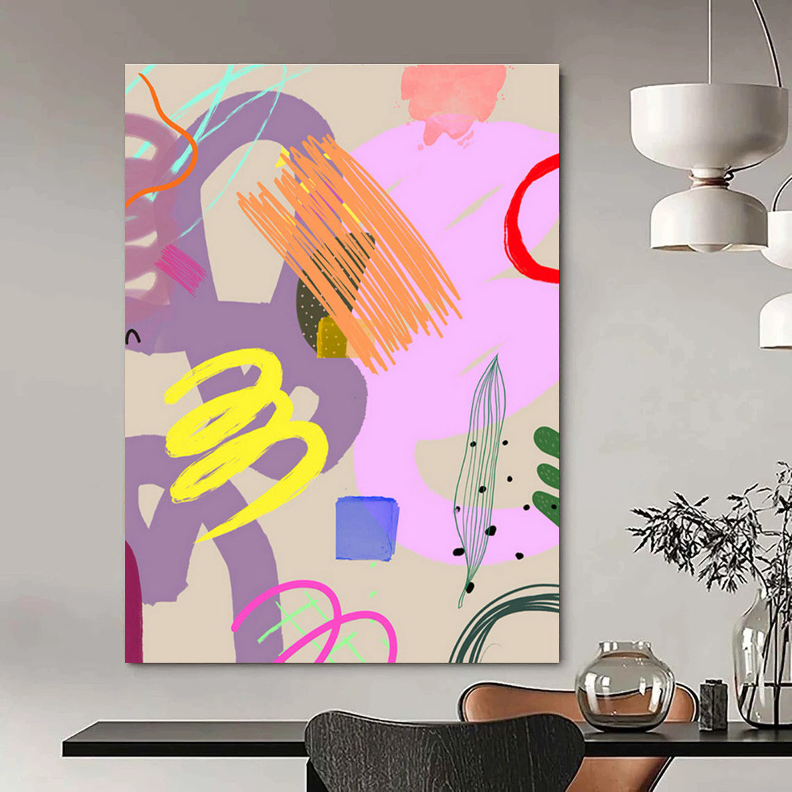 Pastel - Toned Doodle Art for Craft Workshop & Boho - Chic Home Bedroom DLZ0648