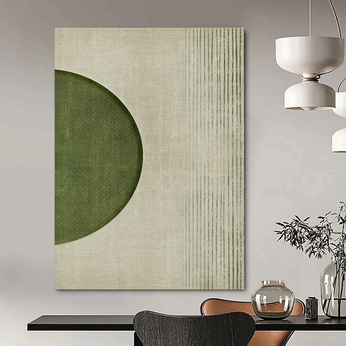 Reverse Green Circle Art for Contemporary Bedroom & Design - Focused Office DLZ1368