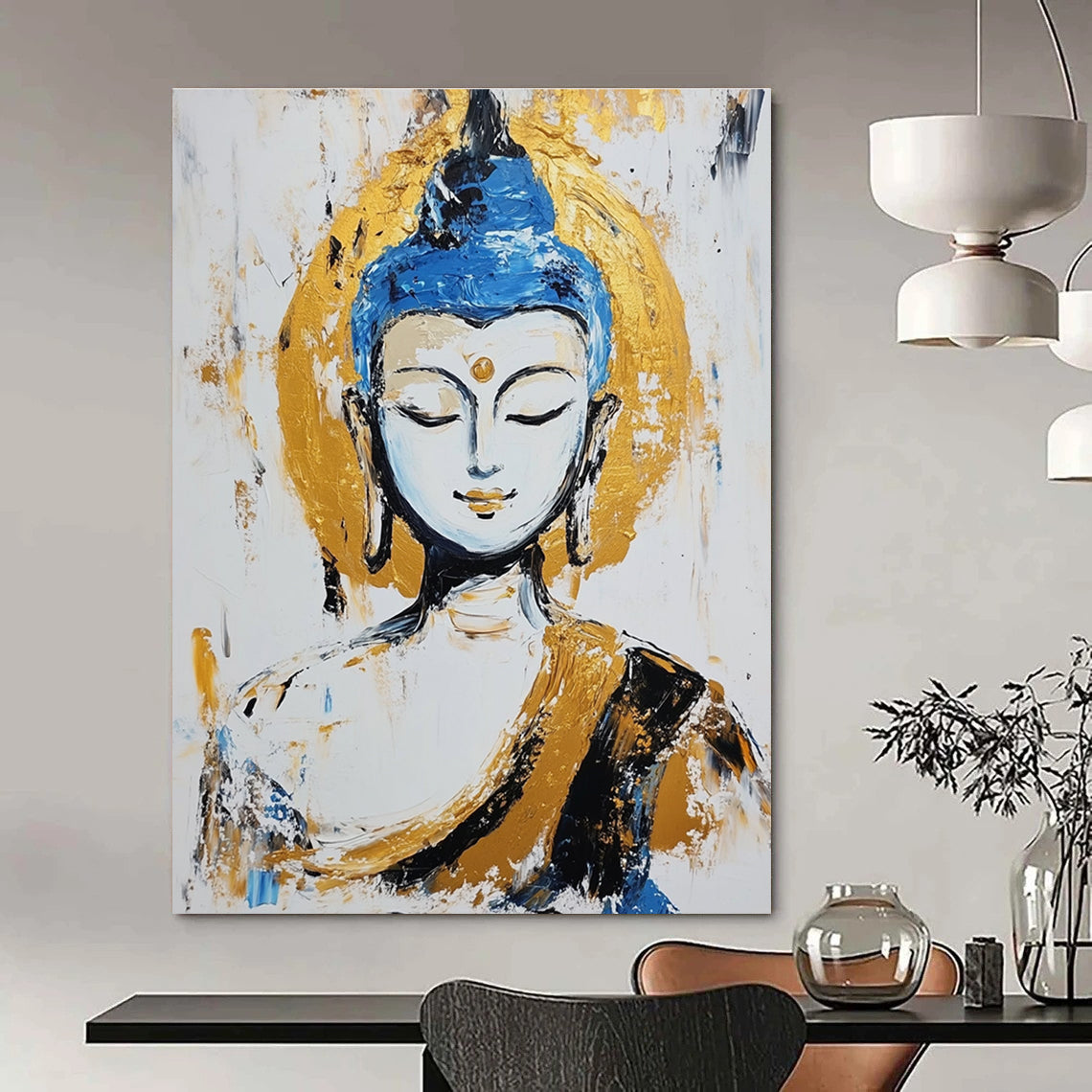 Abstract Buddha Portrait for Zen - Inspired Meditation Space & Cultural Art Gallery STSC338