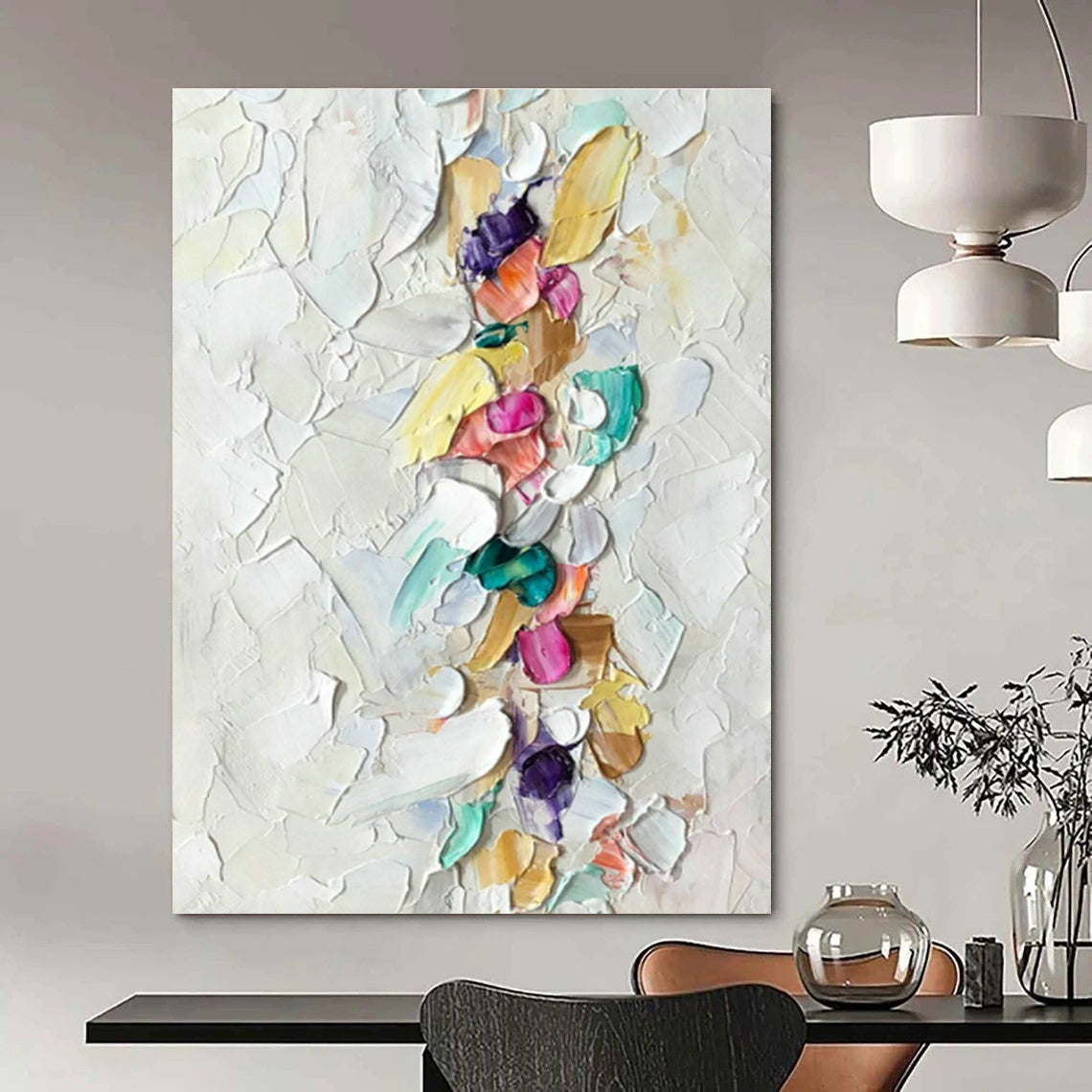Vertical Colorful Thick - Paint Art for Scandinavian - Style Hallway & Fashion Boutique Dressing Area DLZ0981
