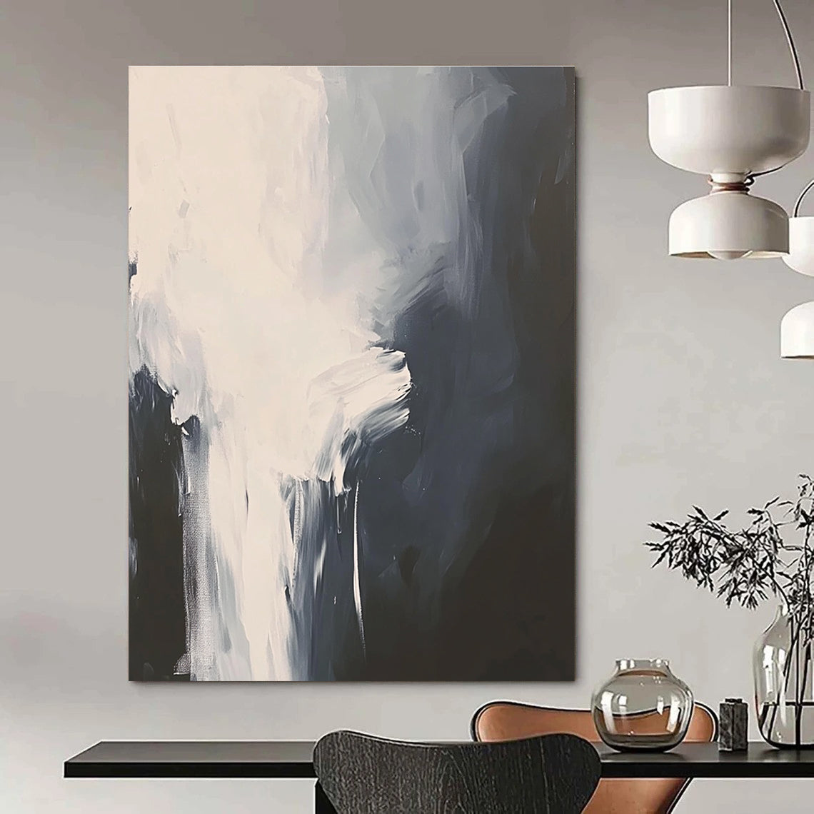 Gray Abstract Brushstrokes for Calm Home Office & Minimalist Bedroom STSC236