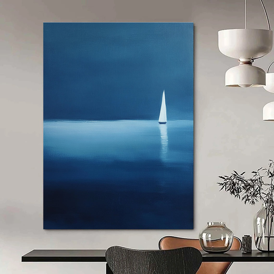 Sailboat in Blue Art for Nautical Home Bedroom & Maritime Museum STSC1086
