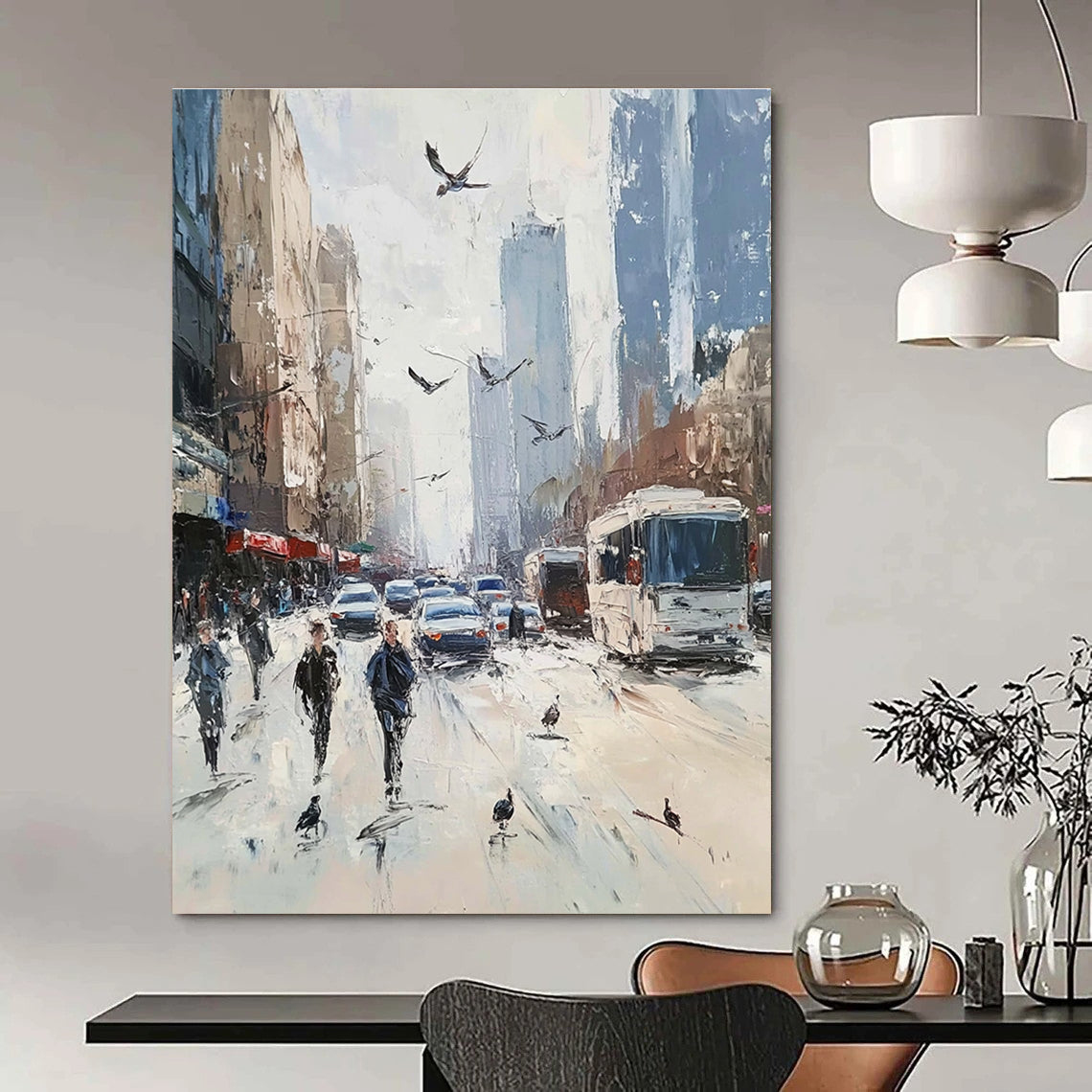 City Street Scene Art for Urban Loft Living Room & Café with City Views STSC930