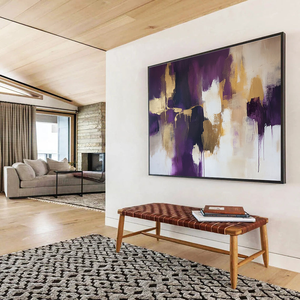 Purple - Gold Abstract Fusion Art for Royal - Inspired Dining Room & Luxury Spa Lounge SC237