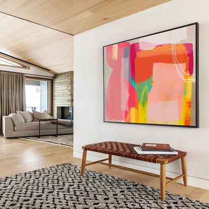Pink - Orange Collage Abstract Art for Feminine - Themed Beauty Parlor Interiors DLZ2585