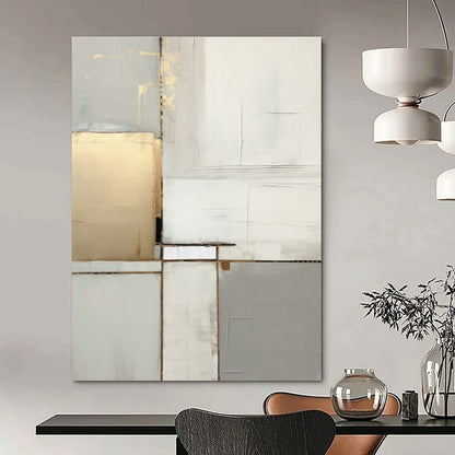 Gray - White - Gold Blocks Abstract Art for Office & Luxury Home DLZ0586