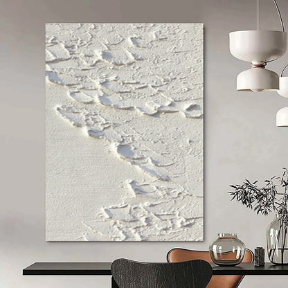White Textured Abstract Art for Minimalist Bathroom & Modern Spa Retreat DLZ0834