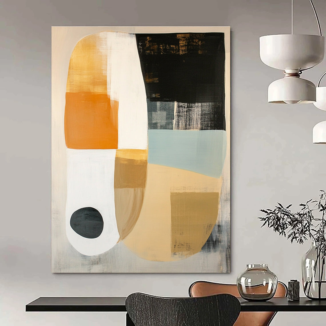Geometric Neutral Tones with Circle for Minimalist Bedroom & Modern Art Gallery STSC762