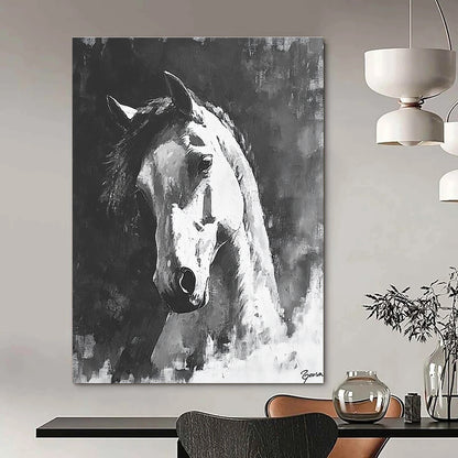 Monochrome Horse Portrait for Equestrian - Inspired Home & Rustic Study STSC290