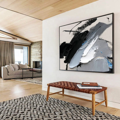 Monochrome Abstract Brushstroke Art for Modern Office Ambiance DLZ2694