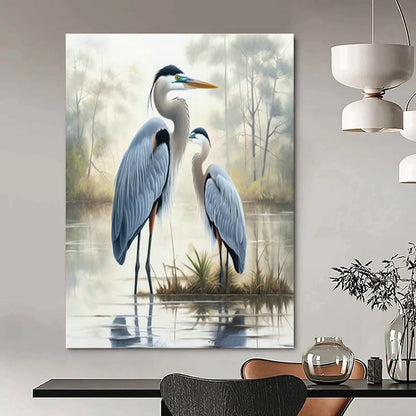 Blue Herons Art for Rustic Lakehouse & Bird - Watching Enthusiast’s Study DLZ1542
