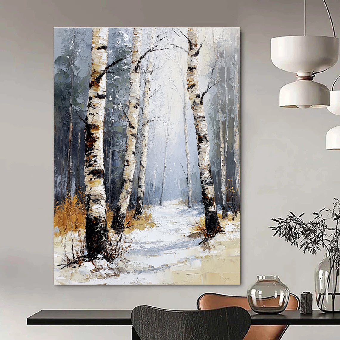 Winter Birch Forest for Cozy Cottage Living Room & Nature - Themed Spa STSC1271