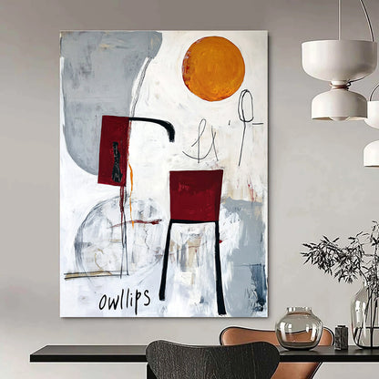 Minimalist Abstract with “owllips” for Art - Centric Café & Bohemian Living Room STSC828