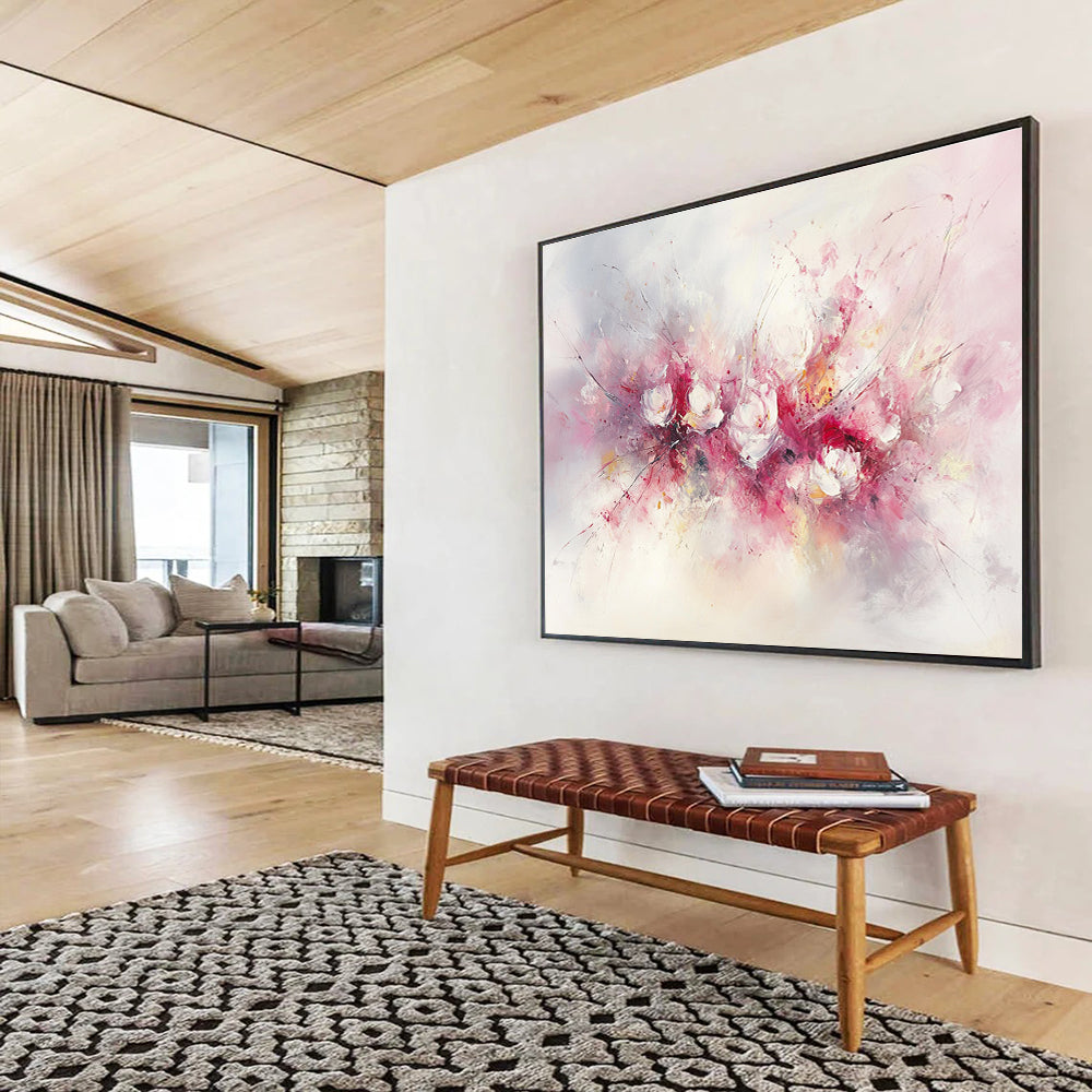 Soft Pink Flower Blossoms Art for Elegant Bedroom & Serene Spa SC191
